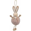 Clayre & Eef Ružový plyšový závesný veľkonočný zajačik s kytičkou Magiccal - 7*4*15 cm - Clayre & Eef