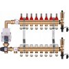 Mosadzný rozdeľovač ústredného kúrenia (C.O.) 8 okruhov pre podlahové kúrenie s ČERPADLOM WILO a PRIPOJOVACÍMI FITTINGMI +