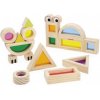 Janod Sensory Drevená stavebnica s farebnými sklíčkami a predlohami 12 ks