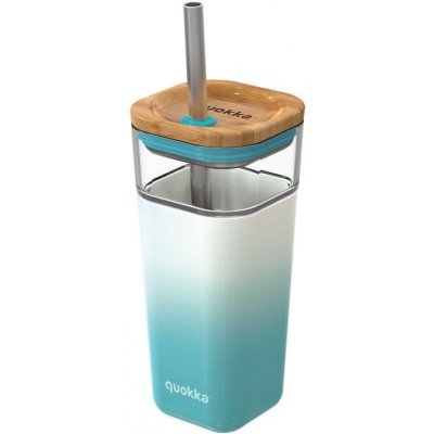 QUOKKA LIQUID-CUBE Sklenený pohár so silikónovým povrchom TEAL GRADIENT 40054 540 ml