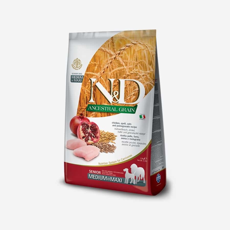 N&D Ancestral Grain Low Grain Dog Senior Medium & Maxi Chicken & Pomegranate 12 kg