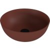 Polysan BANERA ROUND umývadlo na dosku, liaty mramor, priemer 39cm, hnedá mat 14337.71