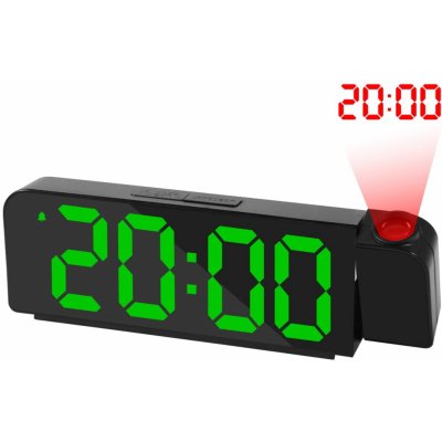 E-CLOCK GH1083 LED budík, digitálne hodiny s projekciou, čierna