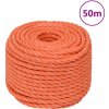 vidaXL Pracovné lano oranžové 20 mm 50 m polypropylén