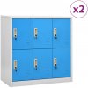 vidaXL Uzamykacie skrinky 2 ks bledosivé a modré 90x45x92,5 cm oceľové