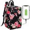 MG Bcross batoh so vstavaným USB káblom 20 l, pink flowers LOG210118