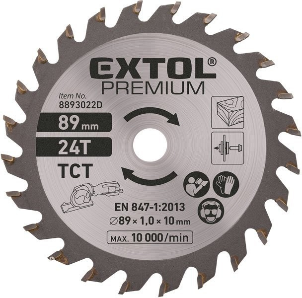 EXTOL PREMIUM Kotouč pilový s SK plátky, Ř89 x 1,0 x 10 mm, 24T