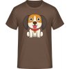 E190 Tričko - Ilustrácia sediaceho psíka - Čokoládová - S - Pánske