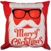 Tutumi Vianočná 3D obliečka na vankúš Veselé Vianoce Santa 45x45 cm biela/červená