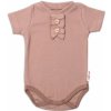 Baby Nellys Dojčenské rebrované body s gombíkmi kr. rukáv Girl hnedé