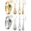 A-B Jewelry set comet with moldavite in white and yellow gold 200000111