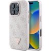 Guess PU 4G Strass Triangle Metal Logo Zadní Kryt pro iPhone 16 Pro Max Pink GUHCP16XP4TDPP