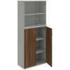 Policová skriňa Strong, 80x192x40 cm, orech/sivá - 1 kus - 1 KS - 4 - nie - 60 mesiacov - rovná - kombinovaná - Hobis - 2x sklenené a 2x plné - 80 cm - Strong - 40 cm - 192 cm - orech/sivá - 80.1 kilo
