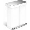 Simplehuman Pedálový odpadkový kôš na triedený odpad 58 l, biely