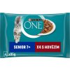 Purina One Senior 7+ mini filetky s hovädzím a mrkvou s šťave 4 x 85 g
