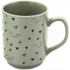 Hrnček porcelánový 340ml, zelený, dekor srdiečka