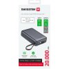 SWISSTEN POWER BANK 20000 mAh S INTEGROVANÝM USB-C A SVETELNÝMI KÁBLAMI STRIEBORNÁ STRIEBORNÁ