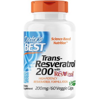 Doctor's Best Trans-Resveratrol 200 mg kapsuly s Resivinolom 60 Veggie kapsúl