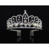B-TOP Vysoká korunka do vlasov diadém s kryštálmi Queen Druh barvy: Stříbrná
