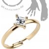 Šperky eshop - Nastaviteľný prsteň na ruku alebo nohu zlatej farby, štvorcový číry zirkón E2.20 - Veľkosť: 52 mm