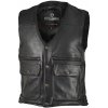 CRUISON LARGE POCKET pánská černá kožená vesta - S - doprava zdarma