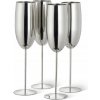Oak & Steel Sada 4 nerezových pohárov na šampanské – strieborný lesklý dizajn 280 ml