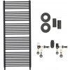 CERANO - Kúpeľňový radiátorový set Alberto - ústredné vykurovanie - bočné pripojenie - 999W - čierna matná - 1660x650 mm CER-663286