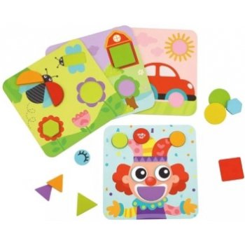 Tooky Toys veselé kartičky vkladanie tvarov 4 v 1