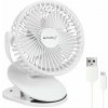 Ruhhy 25566 Ventilátor s klipom USB, 1200 mAh, USB-C, biely