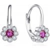 ADANITO SLEDL2196 - Detské strieborné náušnice kvetinky s ružovým kameňom