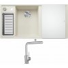 Blanco AXIA III 6 S biela soft s excentrom + sklenená krájacia doska 527043 + Blanco MILA chróm 519414