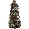 Stromček MagicHome Vianoce, prírodný, so zelenými guľami, 47 cm