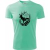 Jeleň v lese krivky - Pánske tričko Fantasy športové - 2XL ( Mätová )