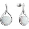 Strieborné visiace náušnice kvapky so syntetickým opálom 11336.1 bielej