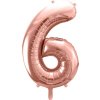 PartyDeco Fóliový balón narodeninové číslo 6 ružovo zlatý