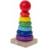 Drevená pyramída drevený na triedenie -farebná - 13 cm