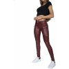 Hugz Jeans Wine Faux Leather Biker Mid Waist