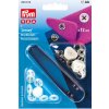 PRYM Stláčacie gombíky + narážač Jersey, našitý vzhľad, 12 mm, 7 ks, čierne