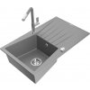 MEXEN/S MEXEN/S - Cesar granitový drez 1-miska s odkvapkávačom vrátane batérie Flora, šedá 6514-71-670401-06