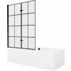 MEXEN/S - Cube obdĺžniková vaňa 180 x 80 cm s panelom + vaňová zástena 120, čierna vzor 550518080X92120027077