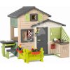 Domček Priateľov so stolom a spoločenskými hrami Friends House Evo Playhouse Life Smoby v prírodných farbách rozšíriteľný