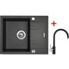 Granitový drez s batériou LINEA 600 XC 480 x 600 mm čierny metalický G1674XC + batéria Vitalia GR