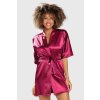 Dkaren saténový župan Vivian krátky bordó