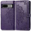 Peňaženkové puzdro Embossing Pattern Mandala Flower fialové – Google Pixel 7a 5G