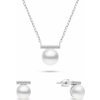 Brilio Silver Strieborný set šperkov s pravými perlami a zirkónmi SET249W (náhrdelník, náušnice)