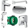 Set horná/hlavová sprcha Hansgrohe Select 26524400, podomietková vaňová-sprchová batéria Hansgrohe Logis 71405000, 01800180, 27446000, 71100000, 26425400, 26457000