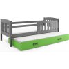 BMS Group Posteľ s prístelkou KUBO 2 190x90 grafit - zelená