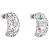 MSPERK Strieborné dámske náušnice hrubšie polkruhy so Swarovski Crystals Ag 925/1000 Rh (3g)