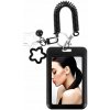 Kľúčenka s držiakom na fotokarty Star Bells s pružinou, čierny PVC obal na fotokarty