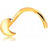 Šperky eshop - Piercing do nosa v žltom zlate 585 s kosáčikom mesiaca, zahnutý tvar GG207.09
